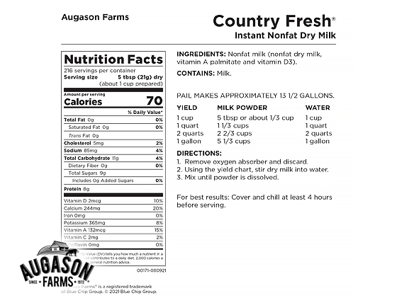 Augason Farms: Country Fresh Real Instant Nonfat Dry Milk Pail